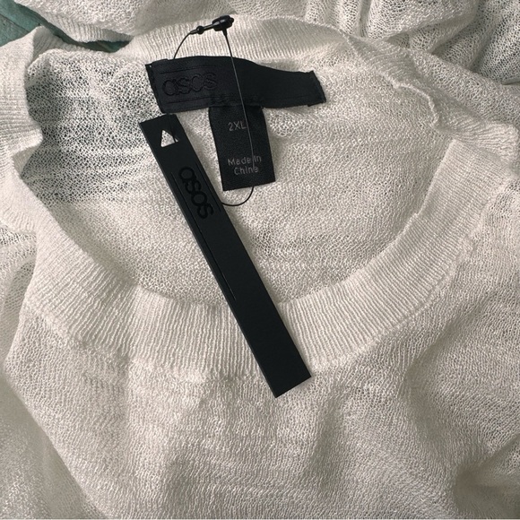 ASOS White Sheer Scoop Neck Long Sleeve Shirt Size 2XL NWT - Picture 6 of 7